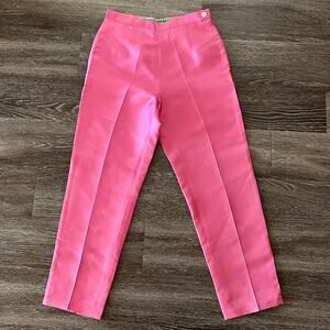 Chelsea Mak Joan Pant Hot Pink 100% Silk Trousers Mikado High Waist Straight Leg